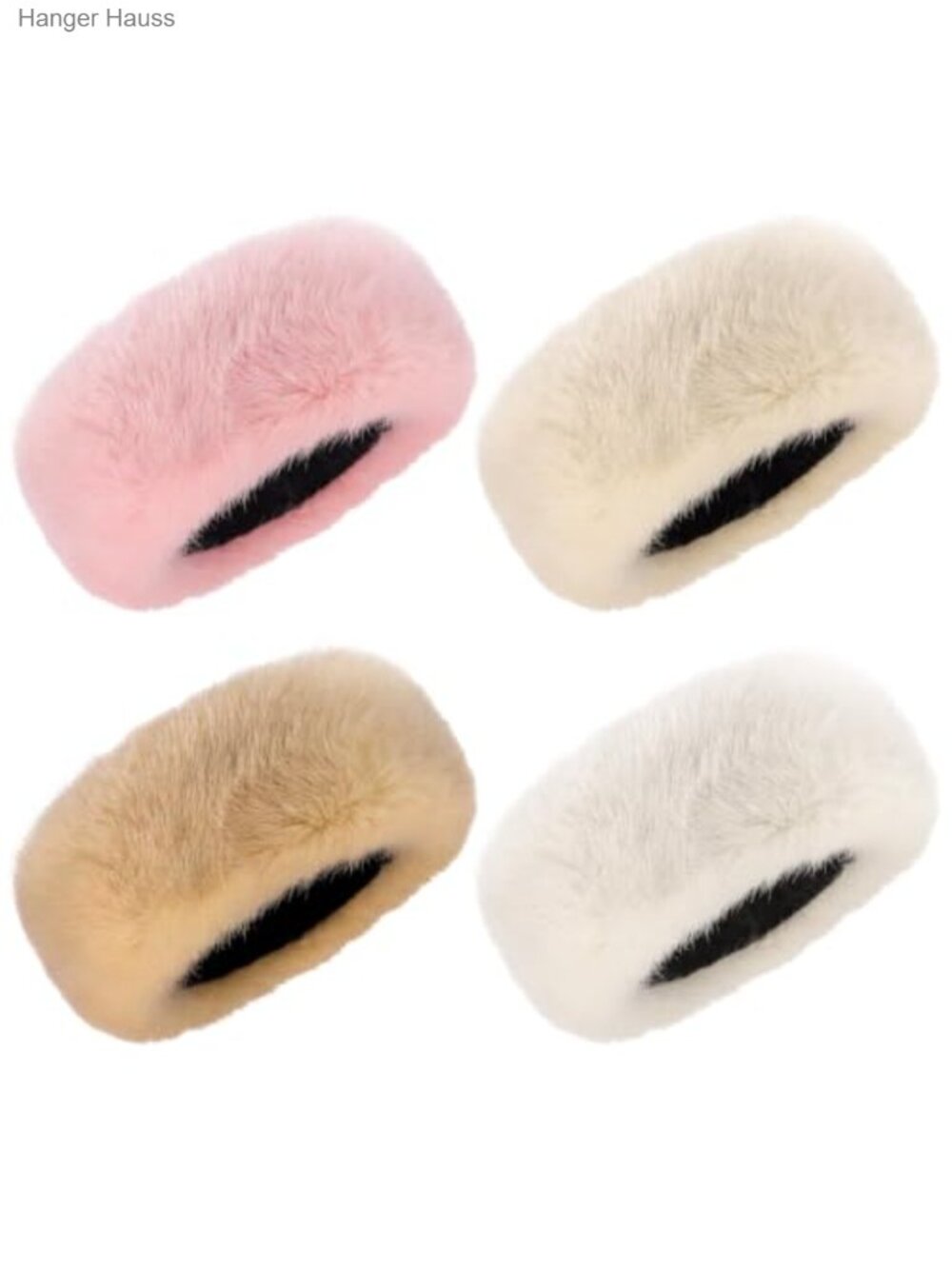 Faux Fur Ear Warmer Headbands Elastic Winter Hair Accessories 4 Pc Set